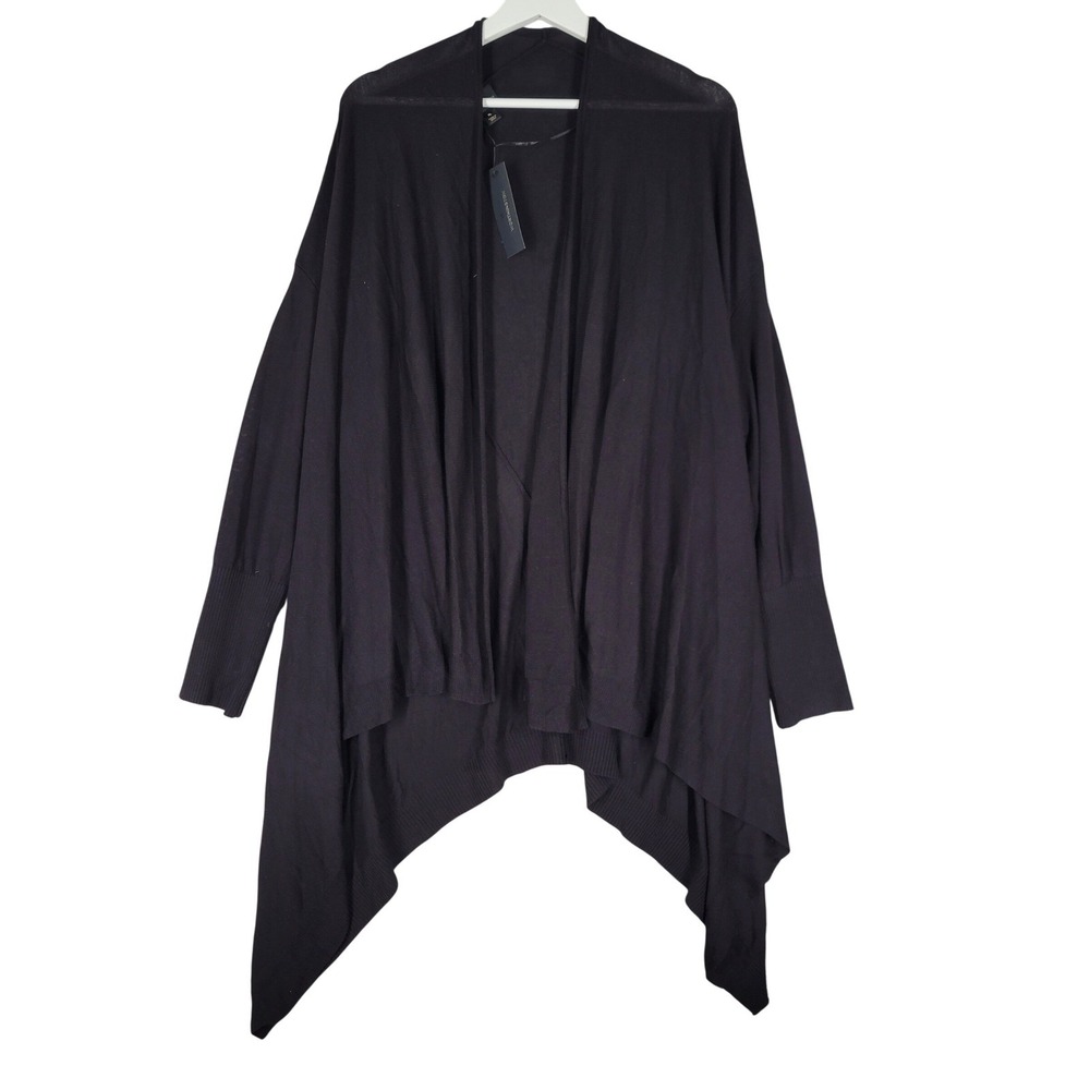 Worthington Open Front Cardigan Women XL Black NEW Handkerchief Hem Lightweight
